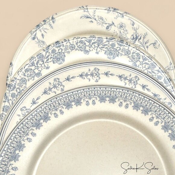 4pc Melamine Dinner Plates - Threshold Studio McGee Blue Floral Set Target 2023 - Picture 5 of 5